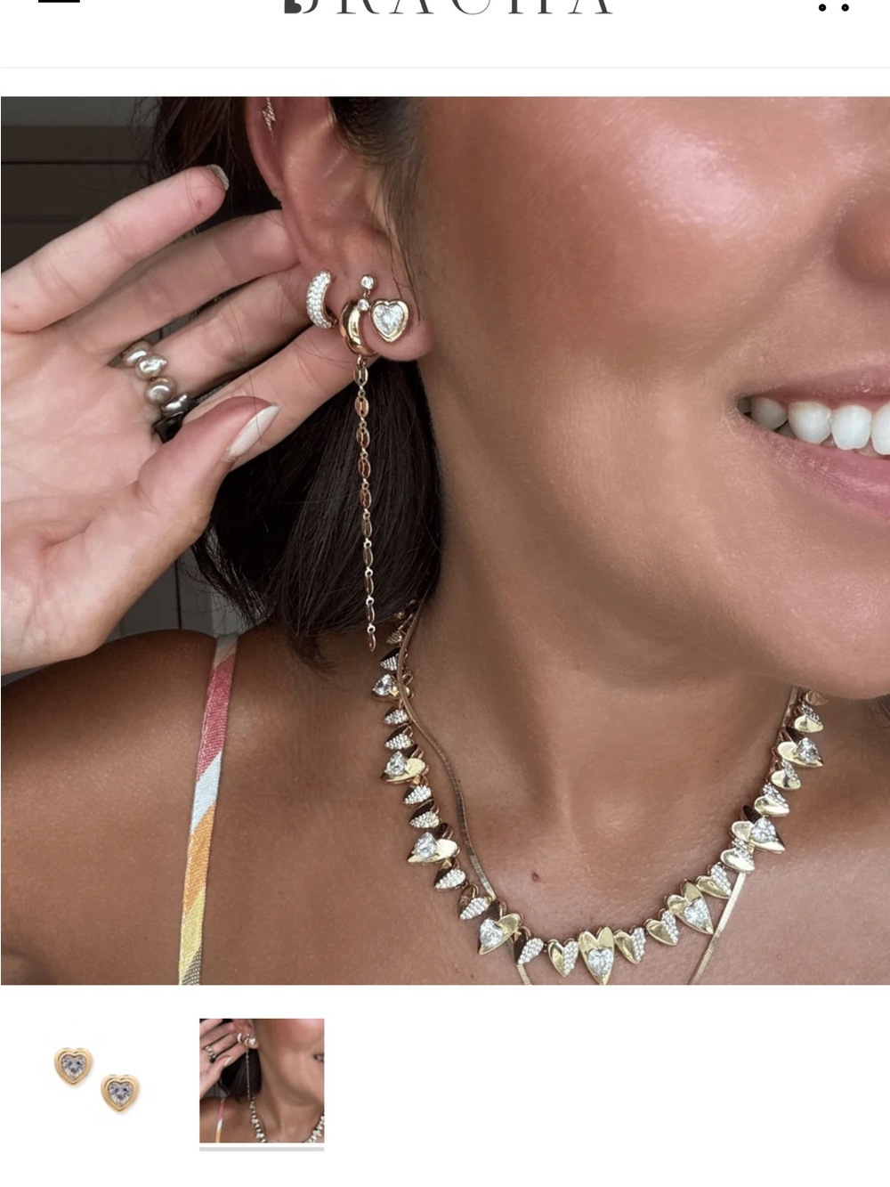 BRACHA Heart Studs - Picture 2 of 3
